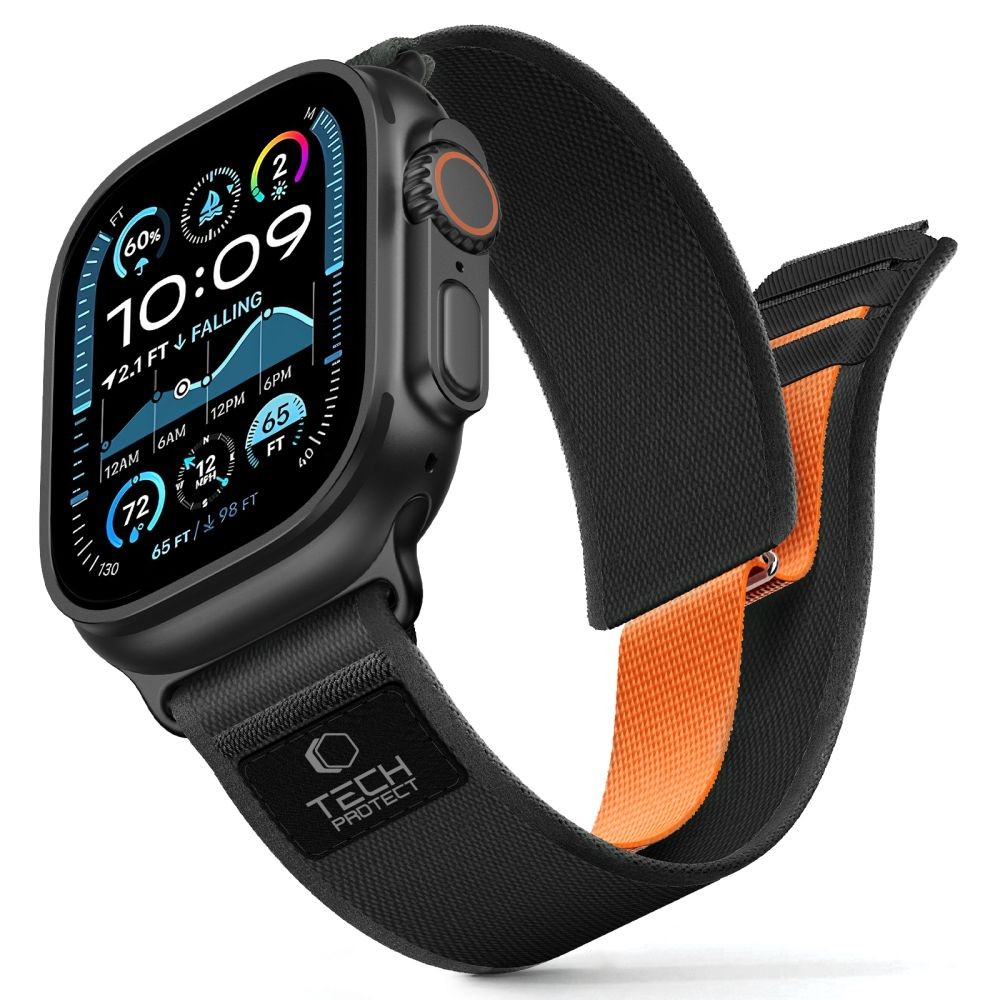 Juoda nailoninė apyrankė Tech-Protect Nylon Elite laikrodžiui Apple Watch 7 / 8 / 9 / 10 / 11 / 12 / SE / ULTRA (44 / 45 / 46 / 49 MM) 