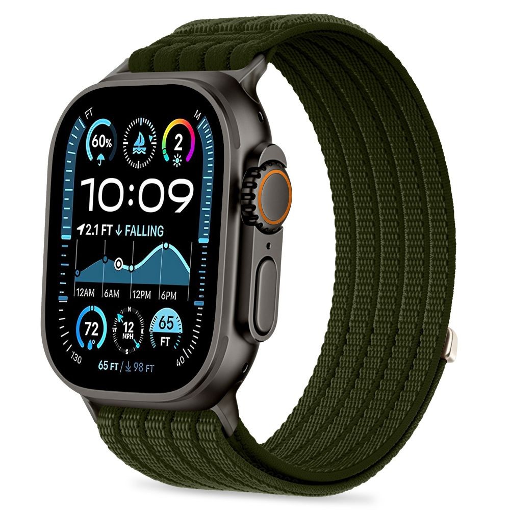 Žalia apyrankė Tech-Protect Nylon Sport laikrodžiui Apple Watch 8 / 9 / 10 / 11 / 12 / SE / ULTRA (44 / 45 / 46 / 49 MM)