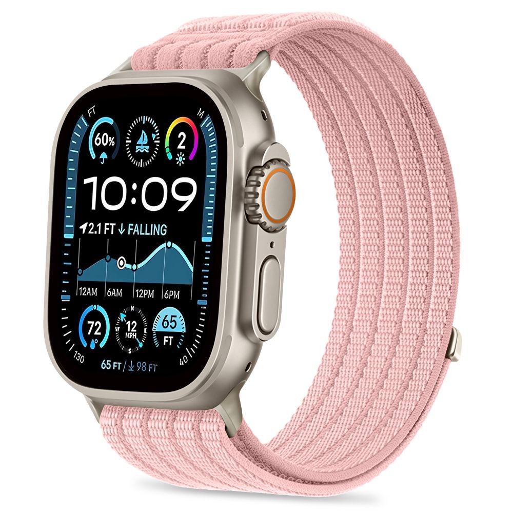 Rožinė apyrankė Tech-Protect Nylon Sport laikrodžiui Apple Watch 8 / 9 / 10 / 11 / 12 / SE / ULTRA (44 / 45 / 46 / 49 MM)