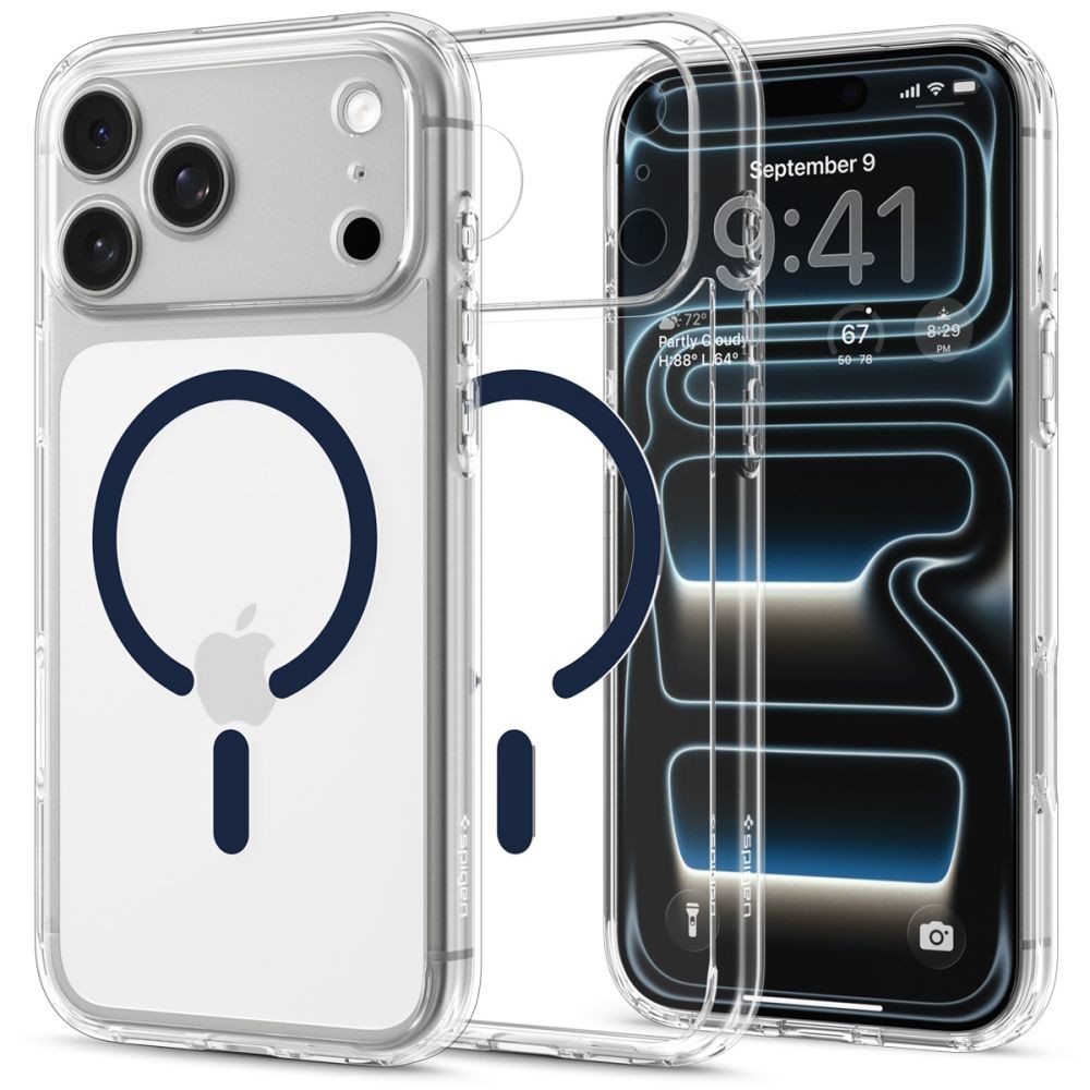 Dėklas Spigen Ultra Hybrid Magsafe telefonui Apple Iphone 17 PRO MAX / 18 PRO MAX CLEAR/DEEP BLUE