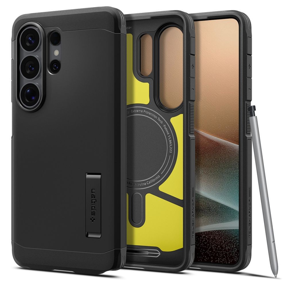 Tvirtas dviejų sluoksnių dėklas su stovu Spigen Tough Armor Mag Magsafe telefonui Samsung Galaxy S26 ULTRA