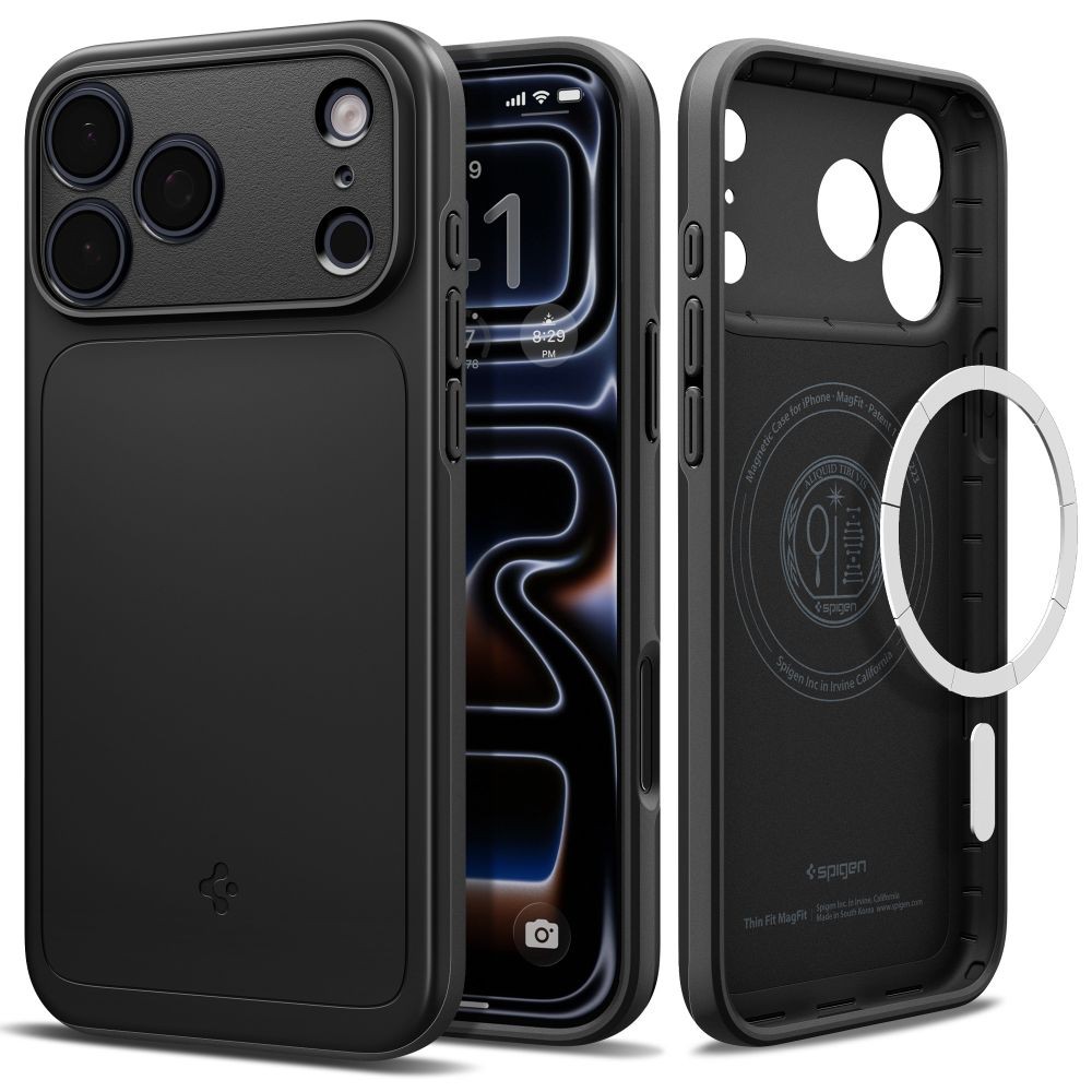 Juodos spalvos dėklas Spigen Thin Fit Magsafe telefonui Apple iPhone 17 PRO / 18 PRO