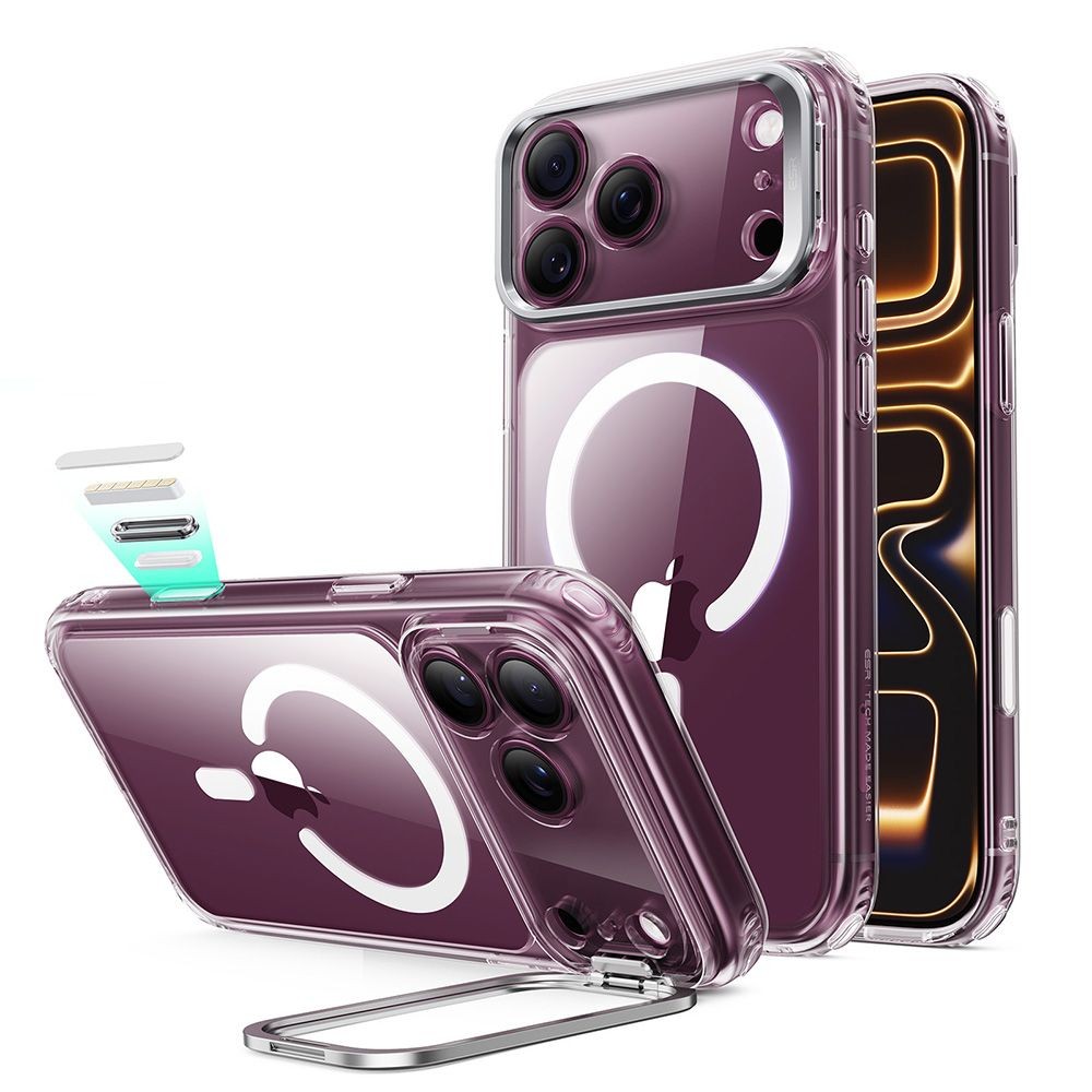 Dėklas su kameros apsauga "ESR Classic Hybrid Kickstand Magsafe" telefonui Apple iPhone 17 PRO MAX / 18 PRO MAX CLEAR