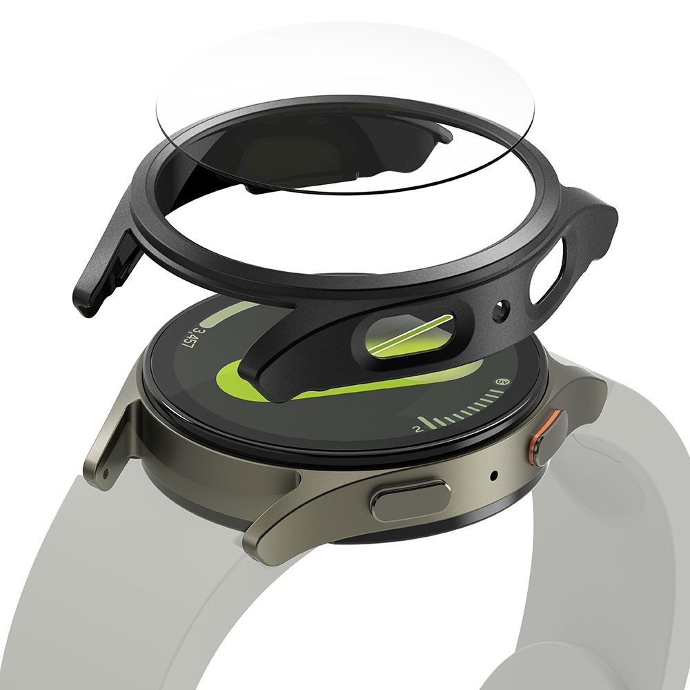 Apsauginis dėklas ir grūdintas stiklas "Ringke Slim & Tempered Glass" laikrodžiui Samsung Galaxy Watch 7 (44 MM) TITANIUM BLACK