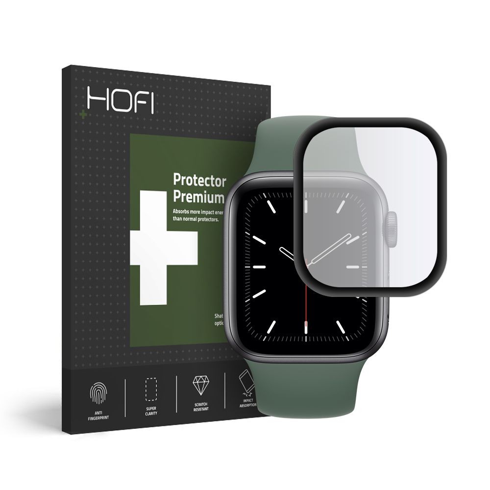 Apsauginis stikliukas juodais kraštais Hofi "Hybrid'' laikrodžiui Apple Watch 4 / 5 / 6 / SE (40MM)