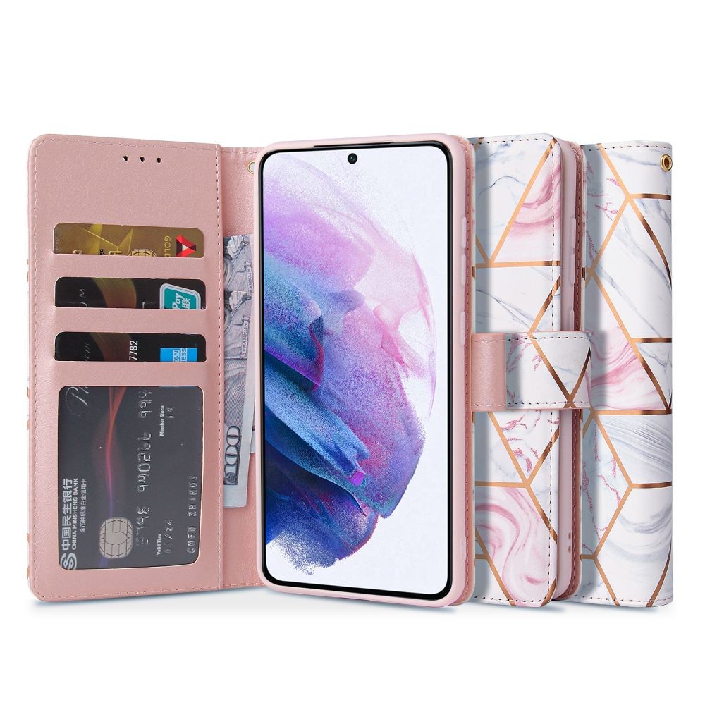 Marmurinis atverčiamas dėklas "TECH-PROTECT WALLET MARBLE" telefonui Galaxy S21 FE