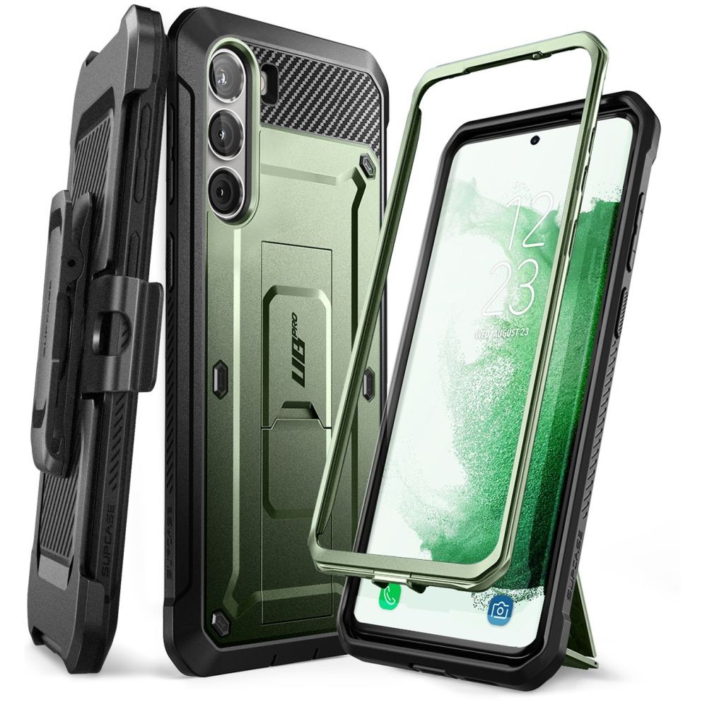 Žalias itin tvirtas dviejų dalių dėklas "Supcase Unicorn Beetle Pro" telefonui iPhone Galaxy S23 Plus
