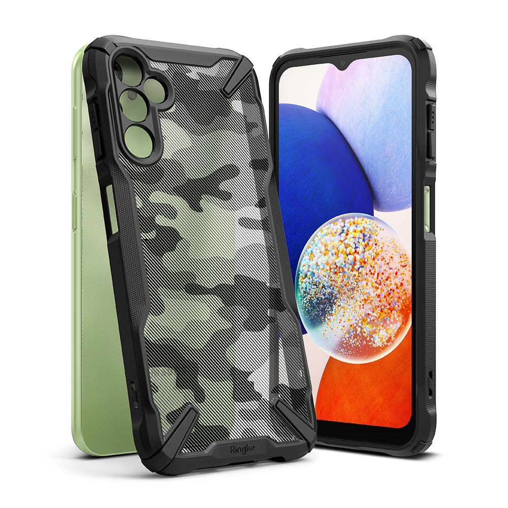 Juodais tvirtais kraštais dėklas "Ringke Fusion X Camo" telefonui Galaxy A14 4G / 5G
