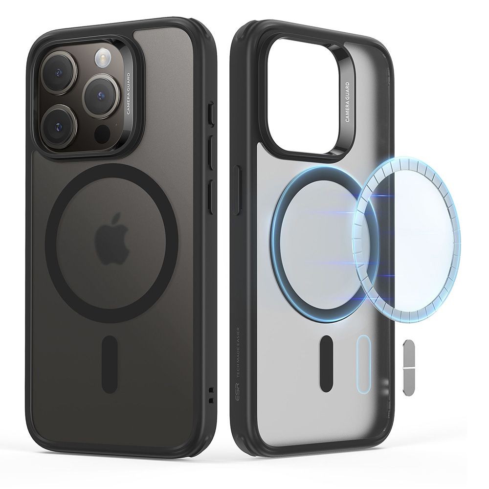 Permatomas/matinis dėklas juodais kraštais "Esr Ch Halolock Magsafe" telefonui iPhone 15 Pro Max
