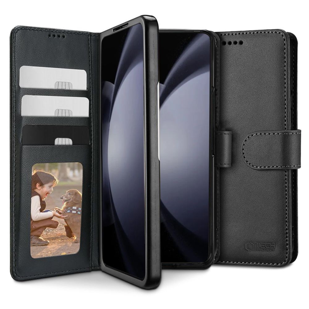 Juodas atverčiamas dėklas "Tech-Protect Wallet" telefonui Samsung Galaxy Z Fold 6