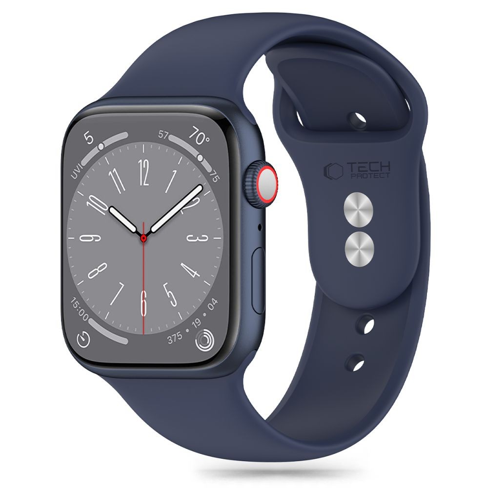 Mėlynos spalvos apyrankė "Tech-Protect Silicone" laikrodžiui Apple Watch 4 / 5 / 6 / 7 / 8 / 9 / 10 / SE / ULTRA 1 / 2 (44 / 45 / 46 / 49 MM)