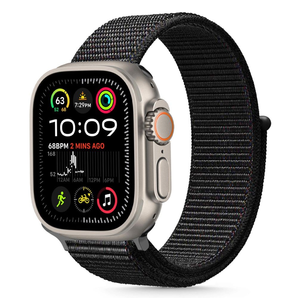 Juodas tekstilinis dirželis "Tech-Protect Nylon" laikrodžiui Apple Watch 6 / 7 / 8 / 9 / 10 / SE / ULTRA 1 / 2 (44 / 45 / 46 / 49 MM)