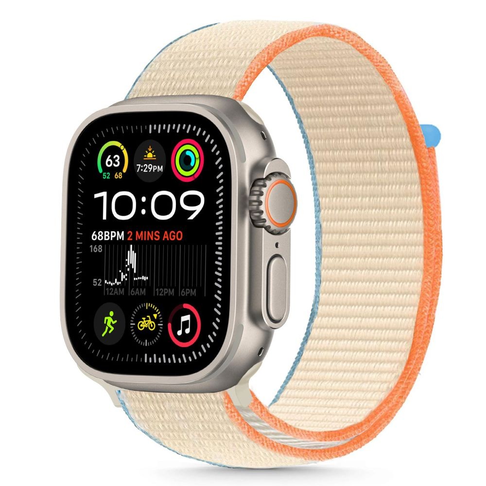 Kreminės spalvos tekstilinis dirželis "Tech-Protect Nylon" laikrodžiui Apple Watch 6 / 7 / 8 / 9 / 10 / SE (40 / 41 / 42 MM)