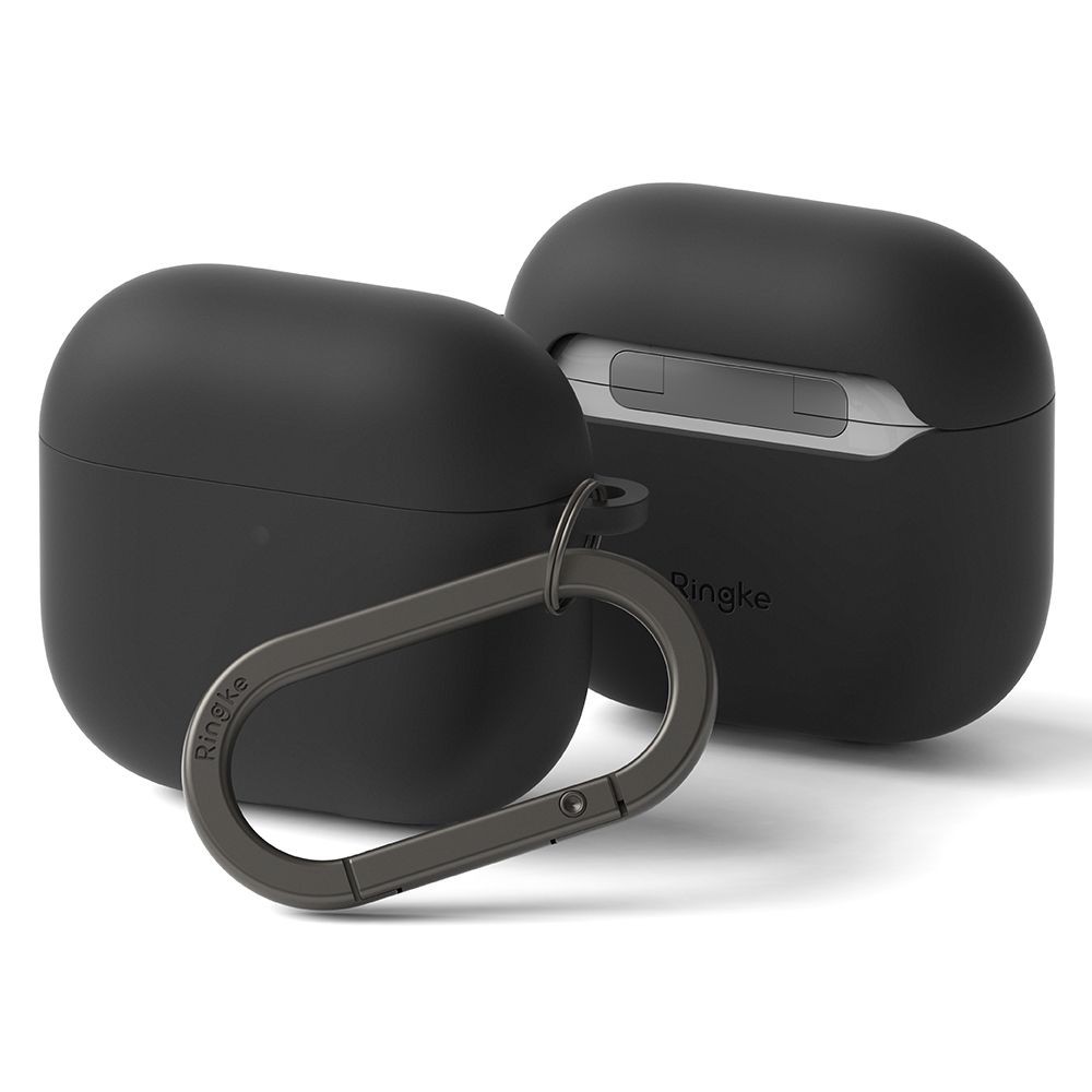 Juodas ausinių dėklas "Ringke Silicone" skirtas Apple Airpods 4