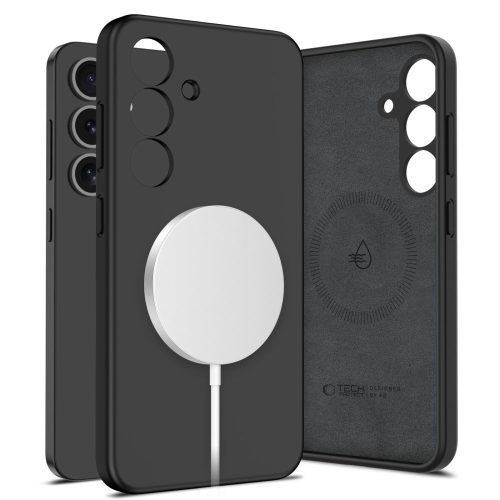 Juodas dėklas "Tech-Protect Silicone Magsafe" telefonui Samsung Galaxy S25 Plus