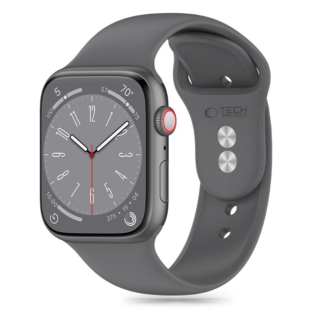 Pilkos spalvos apyrankė "Tech-Protect Silicone" laikrodžiui Apple Watch 4 / 5 / 6 / 7 / 8 / 9 / 10 / SE (38 / 40 / 41/ 42 MM)