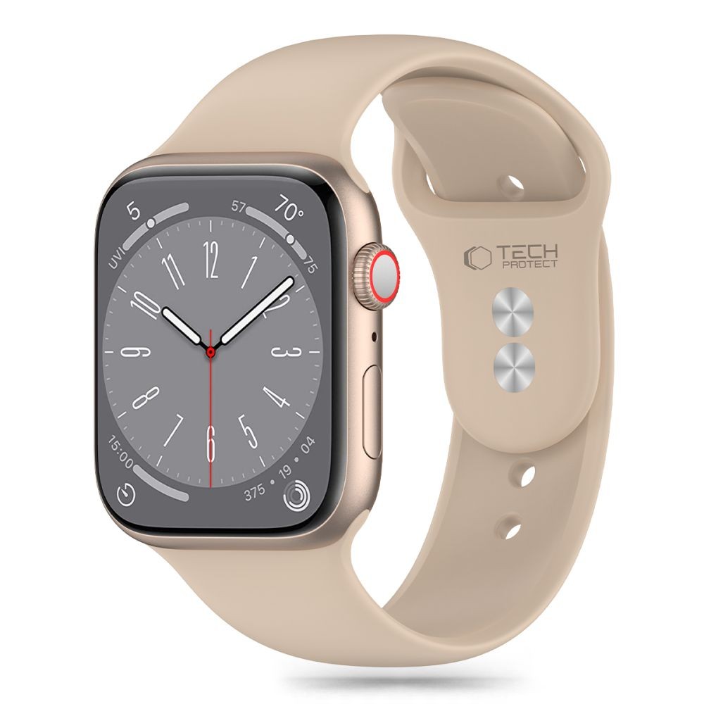 Riešutų spalvos apyrankė "Tech-Protect Silicone" laikrodžiui Apple Watch 4 / 5 / 6 / 7 / 8 / 9 / 10 / SE (38 / 40 / 41/ 42 MM)
