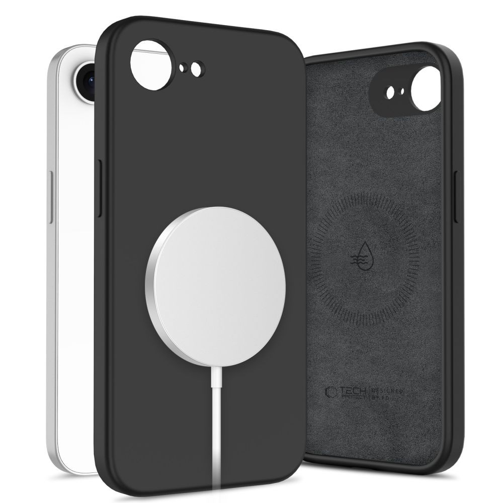 Juodas dėklas "Tech-Protect Liquid Silicone Magsafe" telefonui Apple iPhone 16E