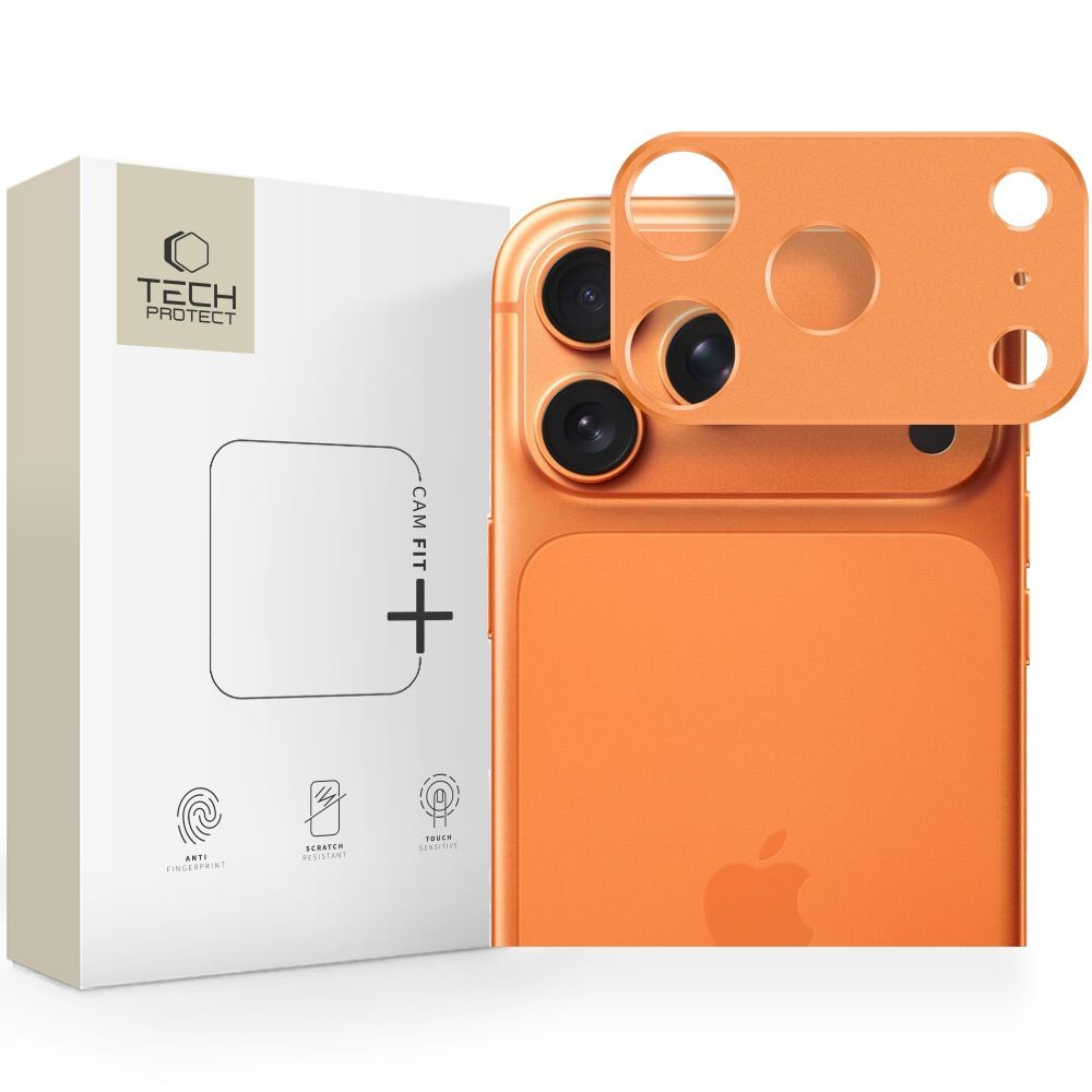 Oranžinės spalvos kameros apsauga "Tech-Protect Camalloy Fit+" telefonui Apple iPhone 17 Pro