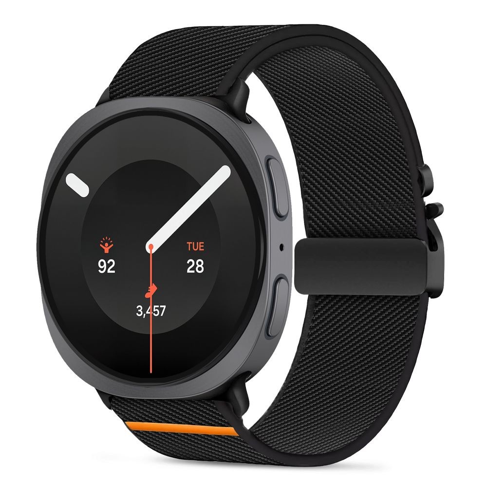 Juodas tekstilinis dirželis Tech-Protect Nylon Clasp laikrodžiui Samsung Galaxy Watch 8 / 9 / CLASSIC (40 / 44 / 46 MM)