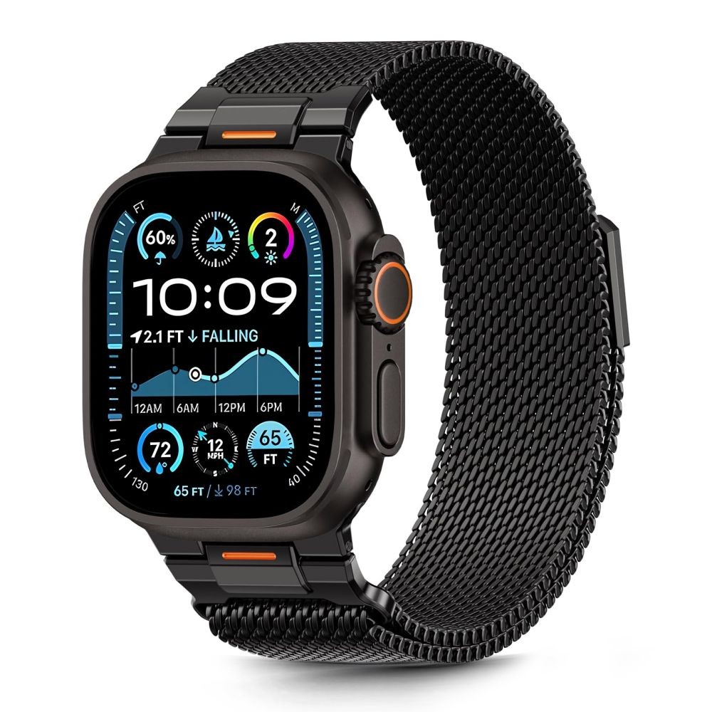 Juoda nerūdijančio plieno apyrankė Tech-Protect Milano Vanguard laikrodžiui Apple Watch 8 / 9 / 10 / 11 / 12 / SE / ULTRA (44 / 45 / 46 / 49 MM)