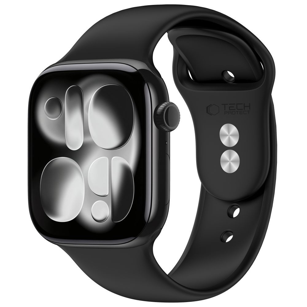 Juoda apyrankė Tech-Protect Silicone laikrodžiui Apple Watch 8 / 9 / 10 / 11 / 12 / SE / ULTRA (44 / 45 / 46 / 49 MM)