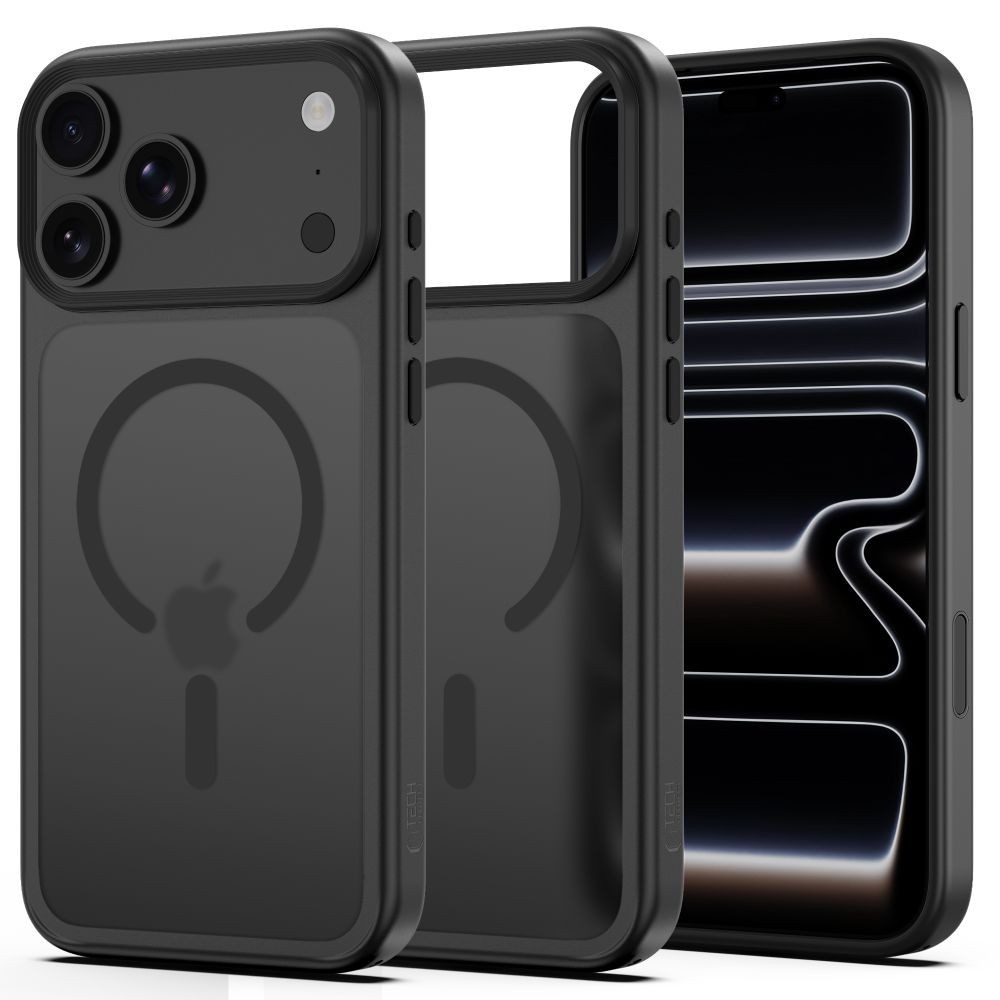 Matinis apsauginis dėklas Tech-Protect MagMat MagSafe CC telefonui Apple Iphone 17 PRO MAX / 18 PRO MAX MATTE BLACK