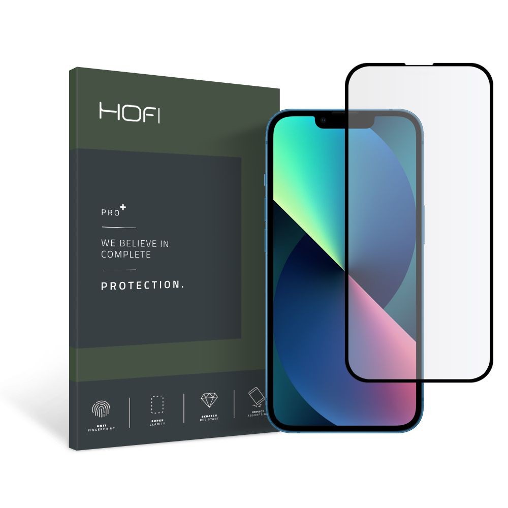 Apsauginis grūdintas stiklas juodais kraštais Hofi "Hybrid Pro+" telefonui iPhone 13 / 13 Pro 