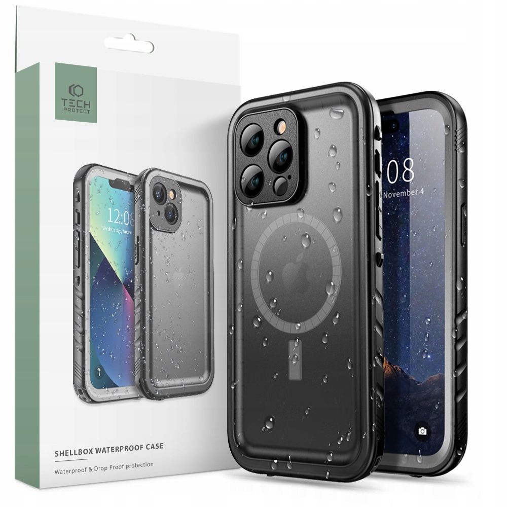 Juodas dviejų dalių dėklas "Tech-Protect Shellbox Magsafe IP68" telefonui iPhone 14 Pro Max