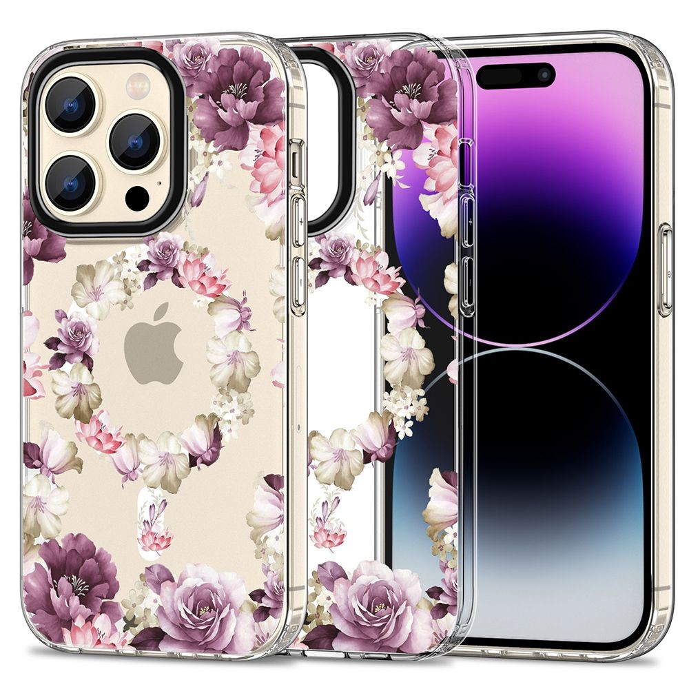 Skaidrus gėlėtas dėklas "Tech-Protect Magmood Magsafe Rose Floral" telefonui iPhone 15 Pro
