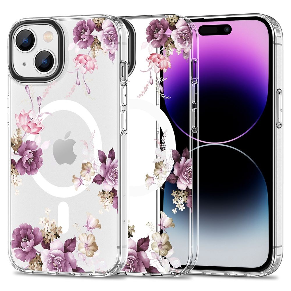 Skaidrus gėlėtas dėklas "Tech-Protect Magmood Magsafe Spring Floral" telefonui iPhone 15 Plus