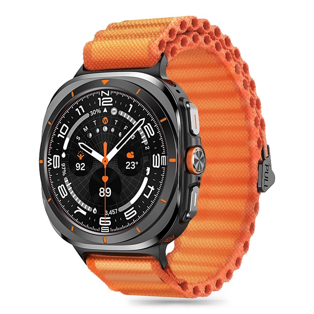 Oranžinės spalvos tekstilinis dirželis "Tech-Protect Weave Pro" laikrodžiui Samsung Galaxy Watch Ultra (47 MM)