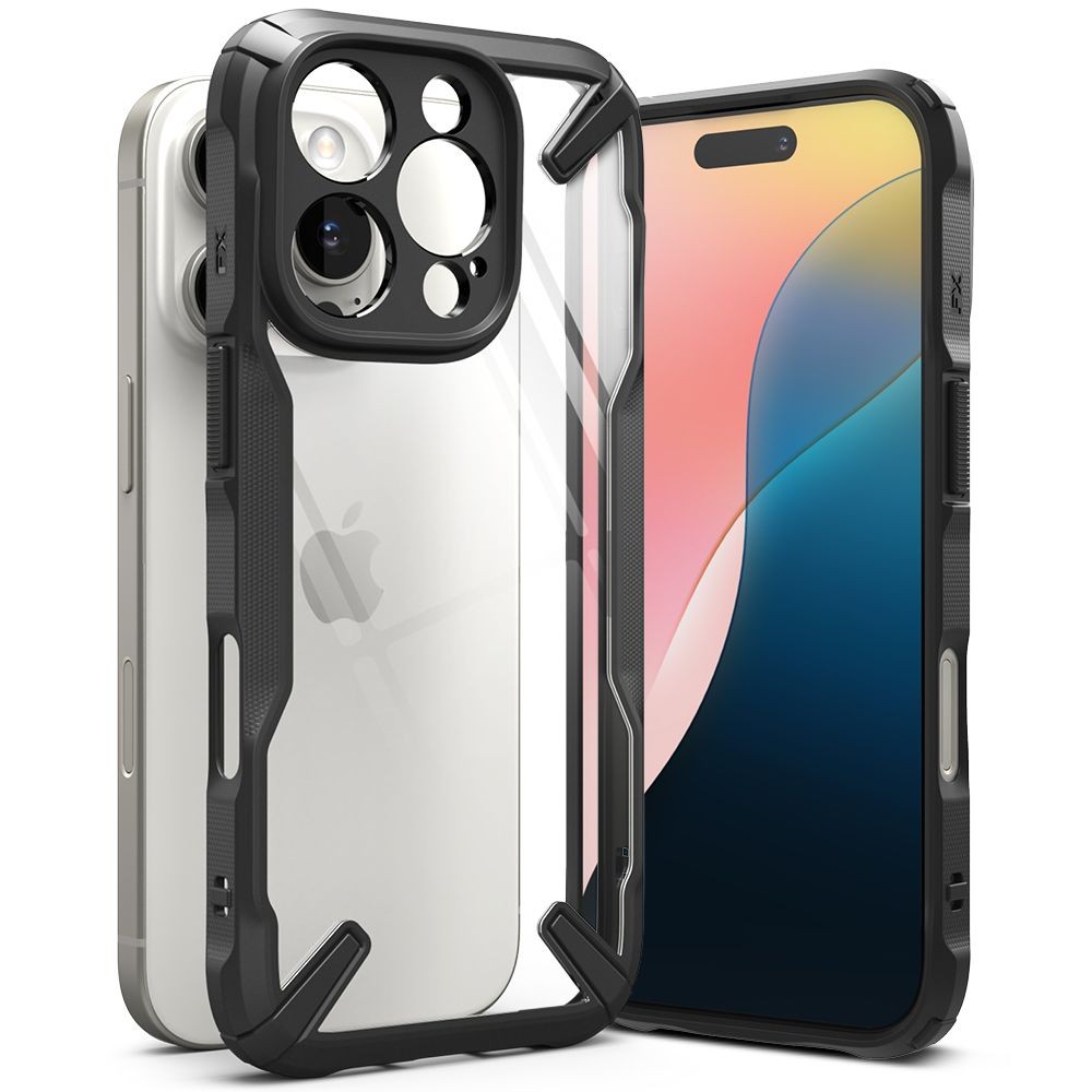 Juodais tvirtais kraštais dėklas "Ringke Fusion X" telefonui Apple iPhone 16 Pro Max