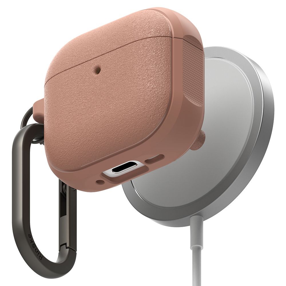 Koralų spalvos ausinių dėklas "Ringke Onyx Magnetic Magsafe" skirtas  Apple Airpods 4