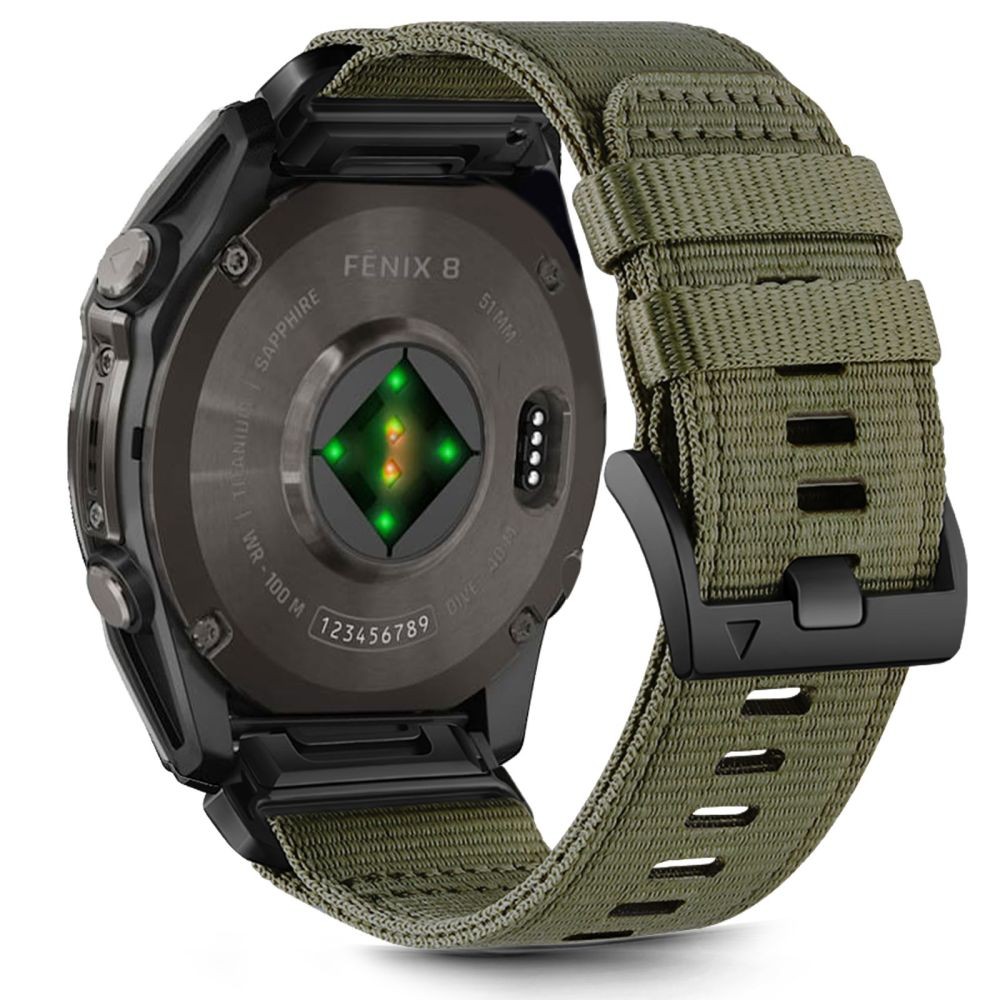Žalias tekstilinis dirželis "Tech-Protect Nylon Classic" laikrodžiui Garmin Fenix 5X / 5X PLUS / 6X / 6X PRO / 7X / 8 (51 MM) 