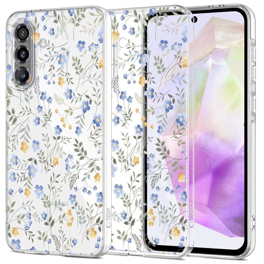 Skaidrus gėlėtas dėklas "Tech-Protect Flexair Spring Flower" telefonui Samsung Galaxy A36 5G