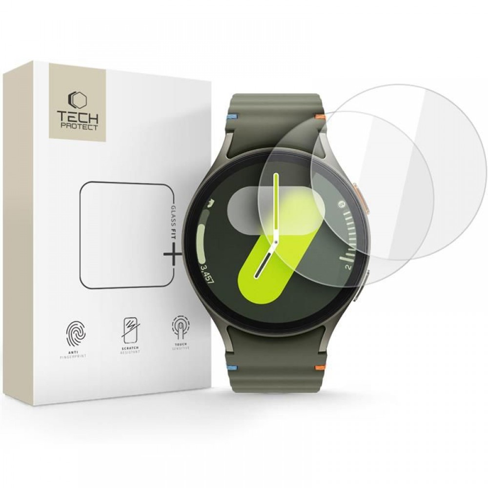 Ekrano apsauga "Tech-Protect Glass Fit+" (2-vnt.) laikrodžiui Samsung Galaxy Watch 4 / 5 / 6 / 7 (44 MM)