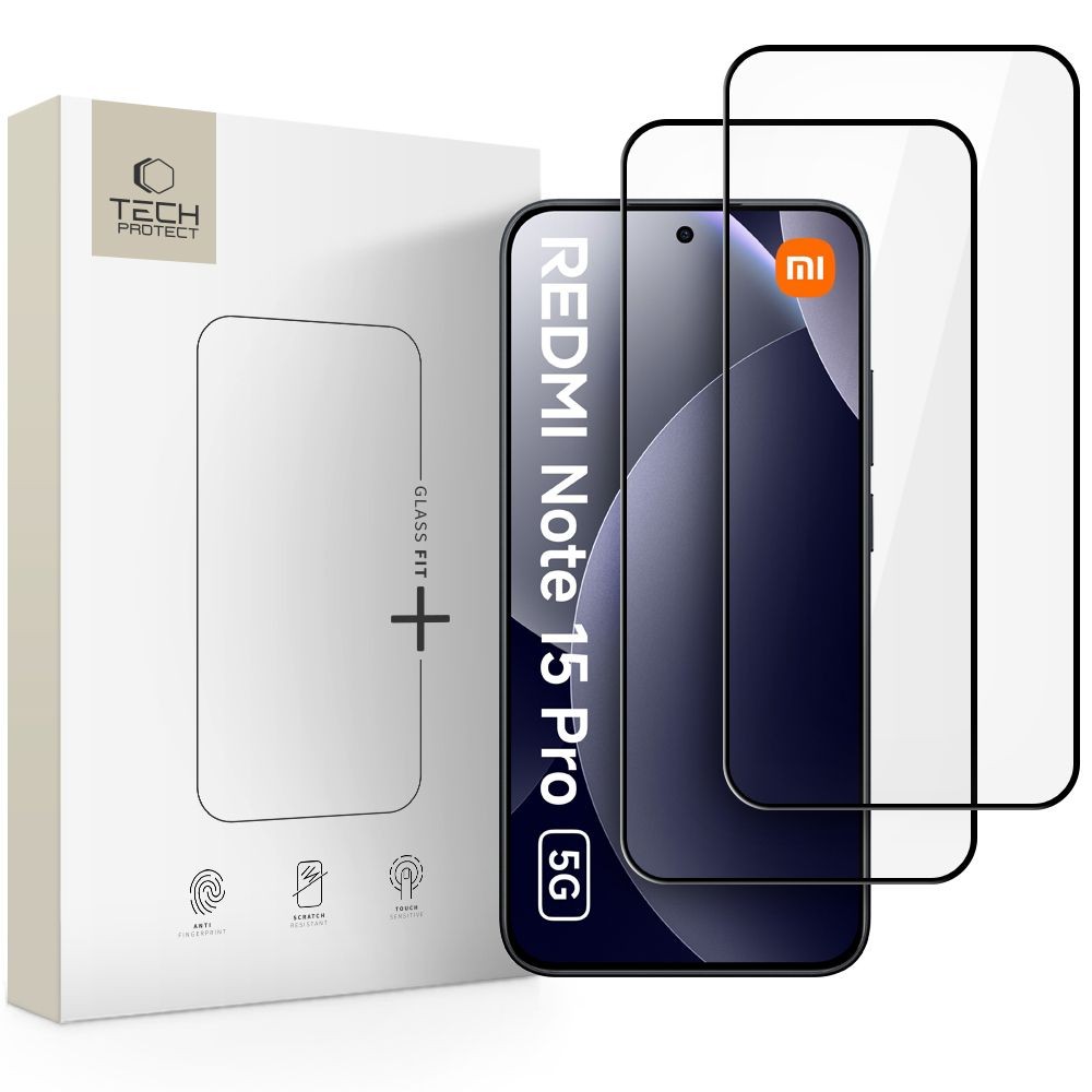 Apsauginis stiklas "Tech-Protect Glass Fit+" (2-vnt.) telefonui Xiaomi Redmi Note 15 Pro 5G 