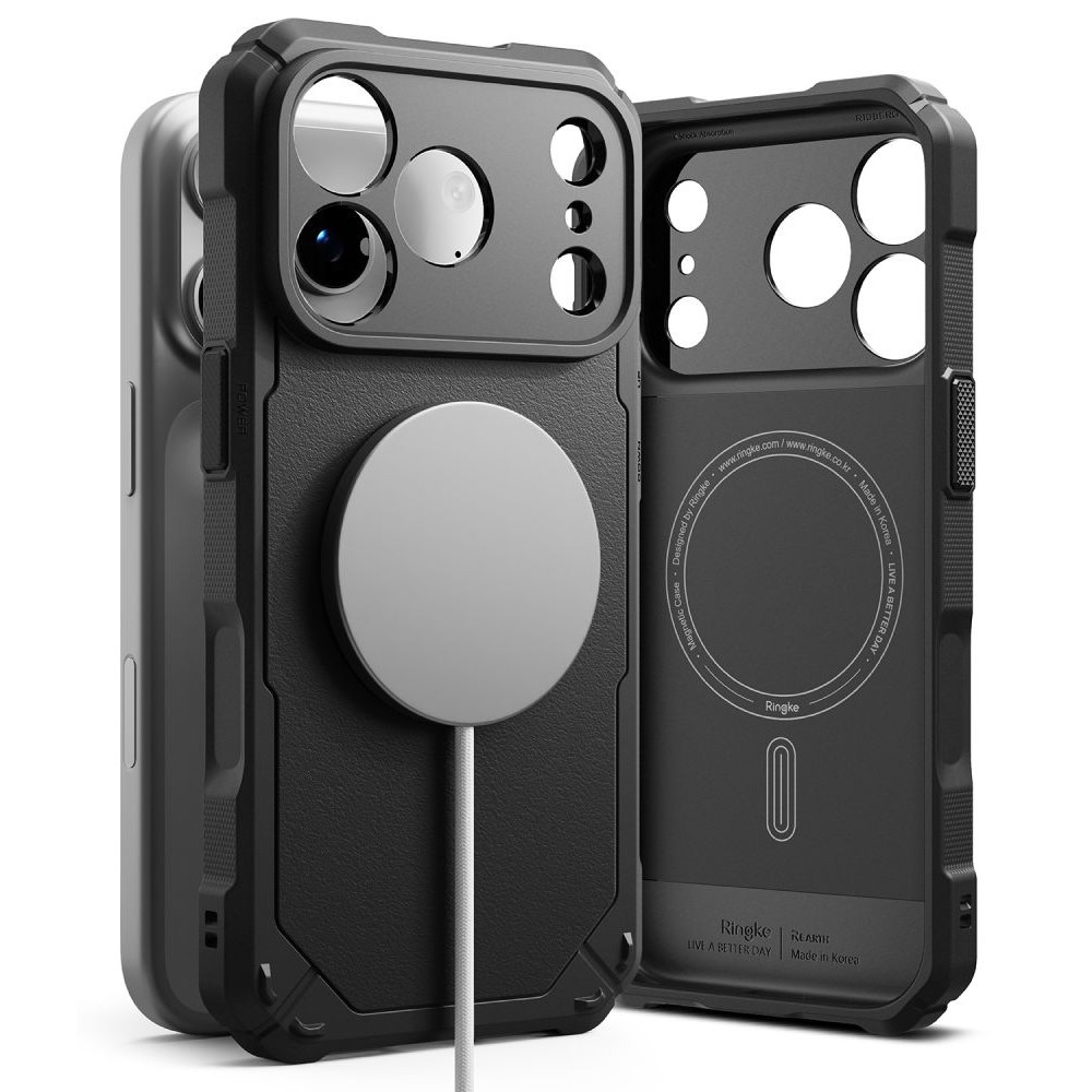 Juodas tvirtas dėklas "Ringke Rugged Gear Magnetic Magsafe" telefonui Apple iPhone 17 PRO / 18 PRO