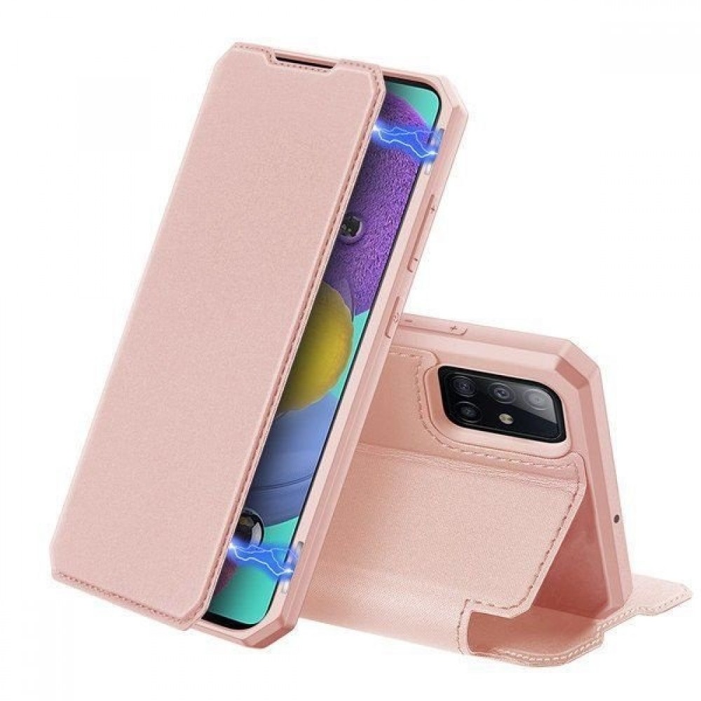 Rožinis-auksinis atverčiamas dėklas Samsung Galaxy S20 FE telefonui "Dux Ducis Skin X"