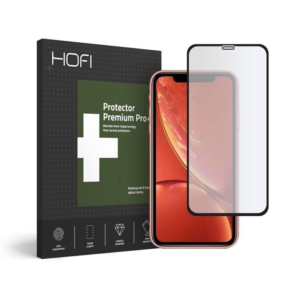 Apsauginis grūdintas stiklas juodais kraštais Hofi "Hybrid Glass" telefonui iPhone 11 