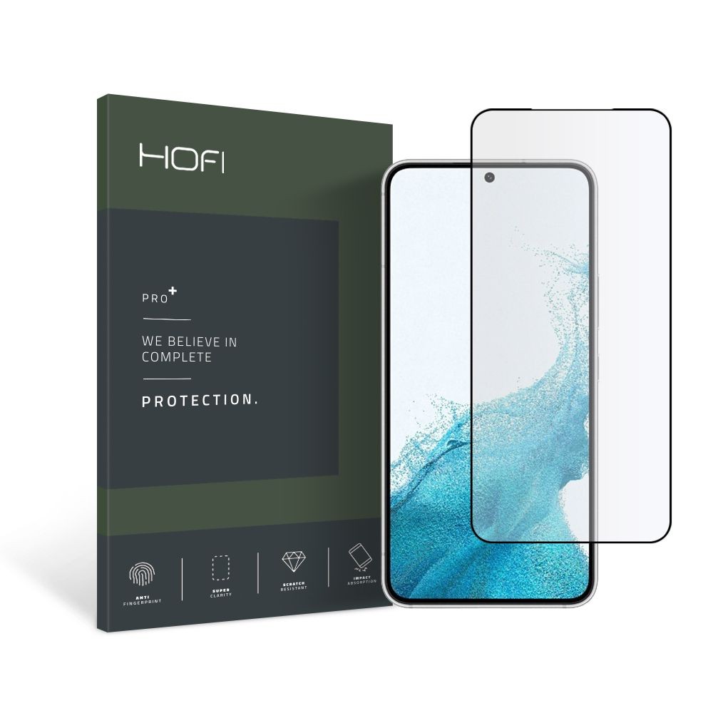Apsauginis grūdintas stiklas juodais kraštais Hofi "Glass Pro+" telefonui Samsung Galaxy S22