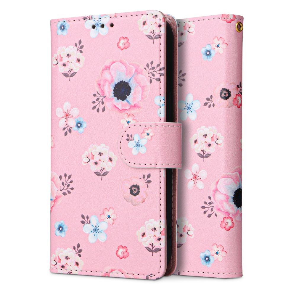 Gėlėtas atverčiamas dėklas "TECH-PROTECT WALLET BLOOM PINK" telefonui Galaxy A13 4G / LTE