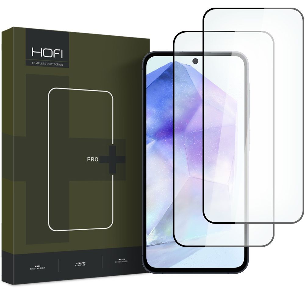 Apsauginis grūdintas stiklas juodais krašteliais Hofi Glass Pro+ (2vnt.) telefonui Samsung Galaxy A35 / A55 5G