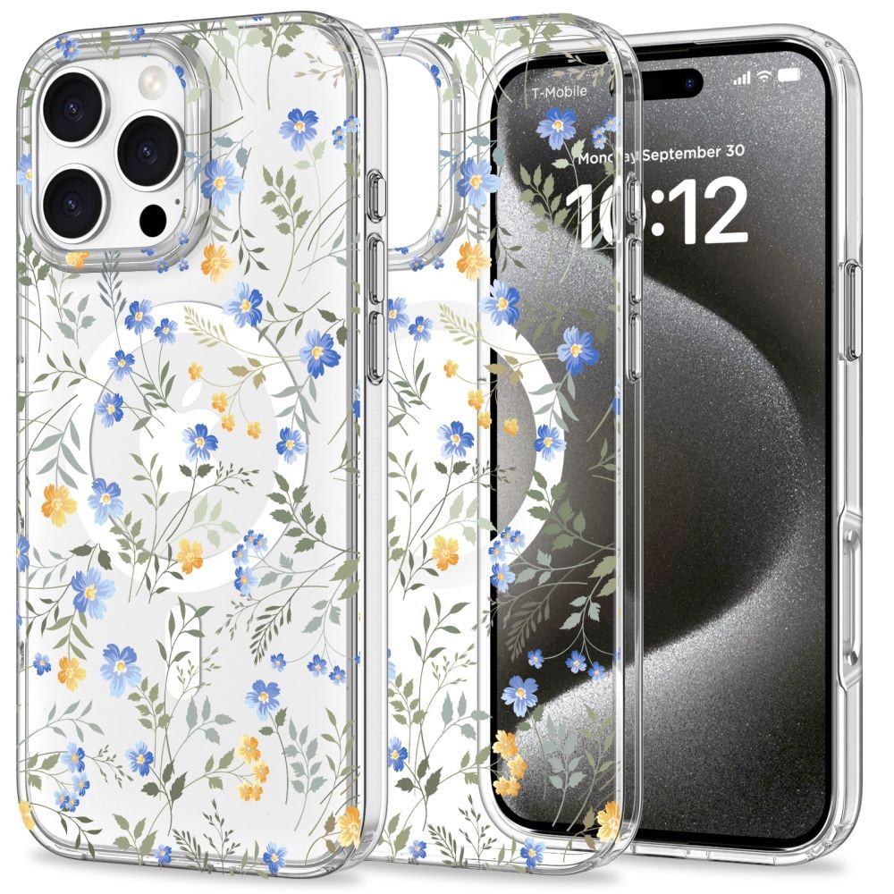 Skaidrus gėlėtas dėklas "Tech-Protect Magmood Magsafe Spring Floral" telefonui iPhone 16 Pro
