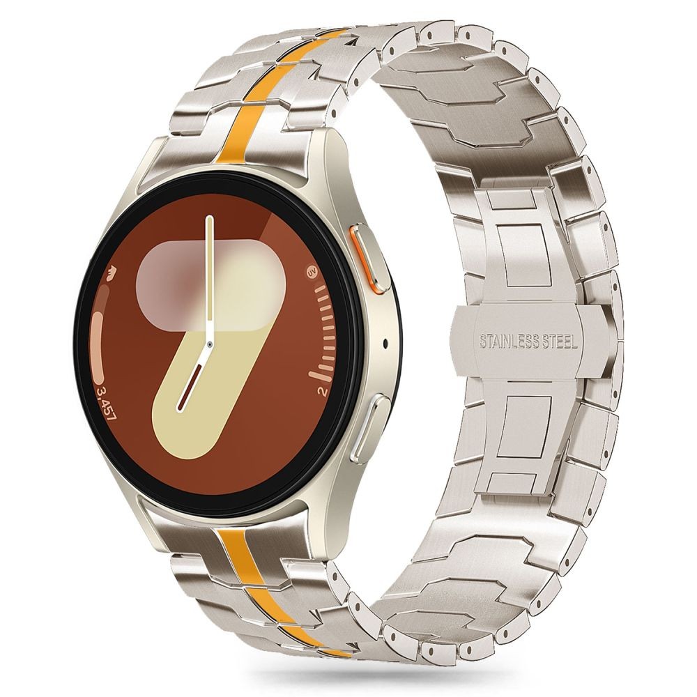 Titano/Oranžinės spalvos apyrankė "Tech-Protect Stainless Line" laikrodžiui Samsung Galaxy Watch 4 / 5 / 5 Pro / 6 / 7 / FE 