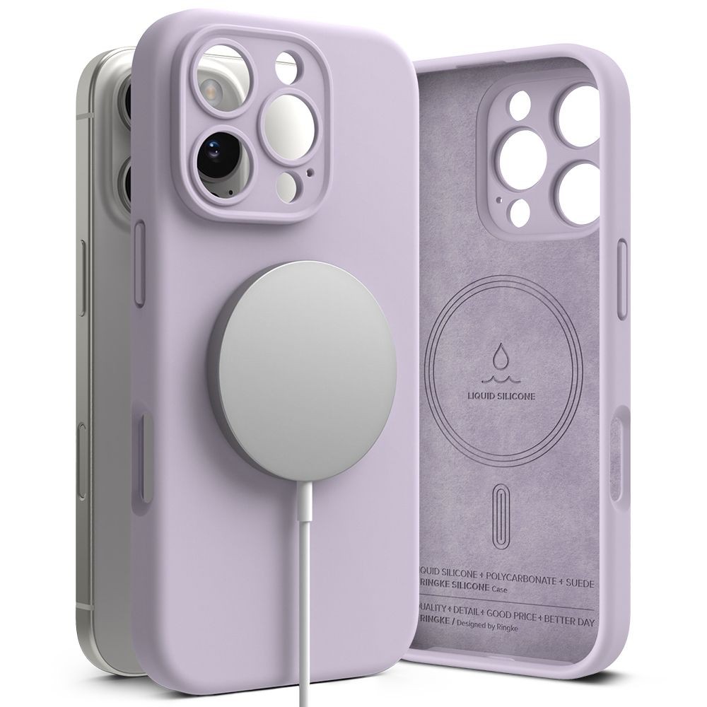 Alyvų spalvos dėklas "Ringke Silicone Magnetic Magsafe" telefonui Apple iPhone 16 Pro Max