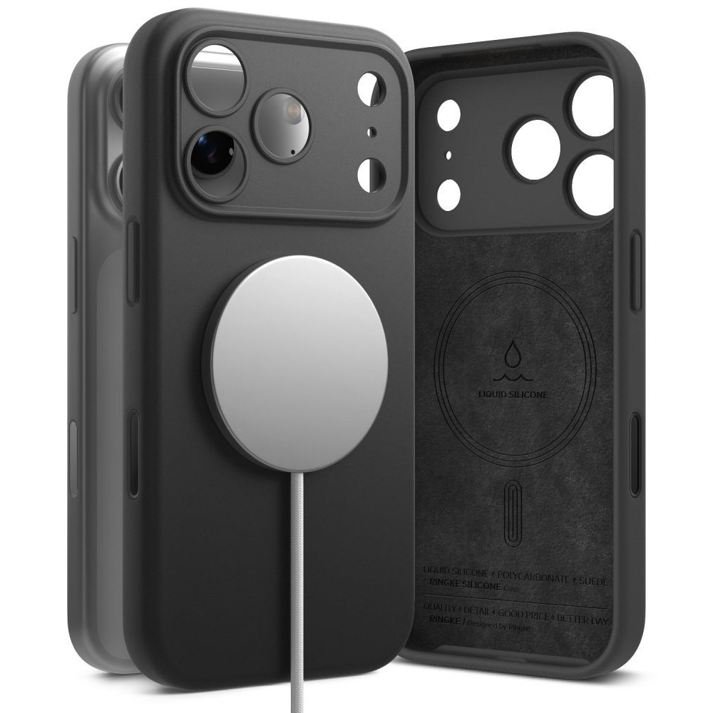 Silikoninis dėklas "Ringke Silicone Magnetic Magsafe" telefonui Apple iPhone 17 PRO MAX / 18 PRO MAX BLACK