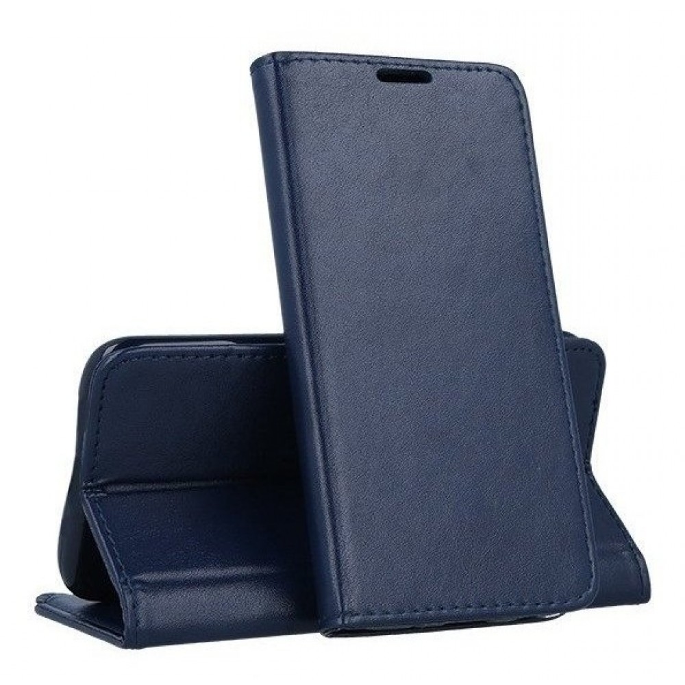 Tamsiai mėlynos spalvos atverčiamas dėklas "Smart Magnetic" telefonui Xiaomi Redmi 12 / Redmi Note 12R / Poco M6 Pro 5G