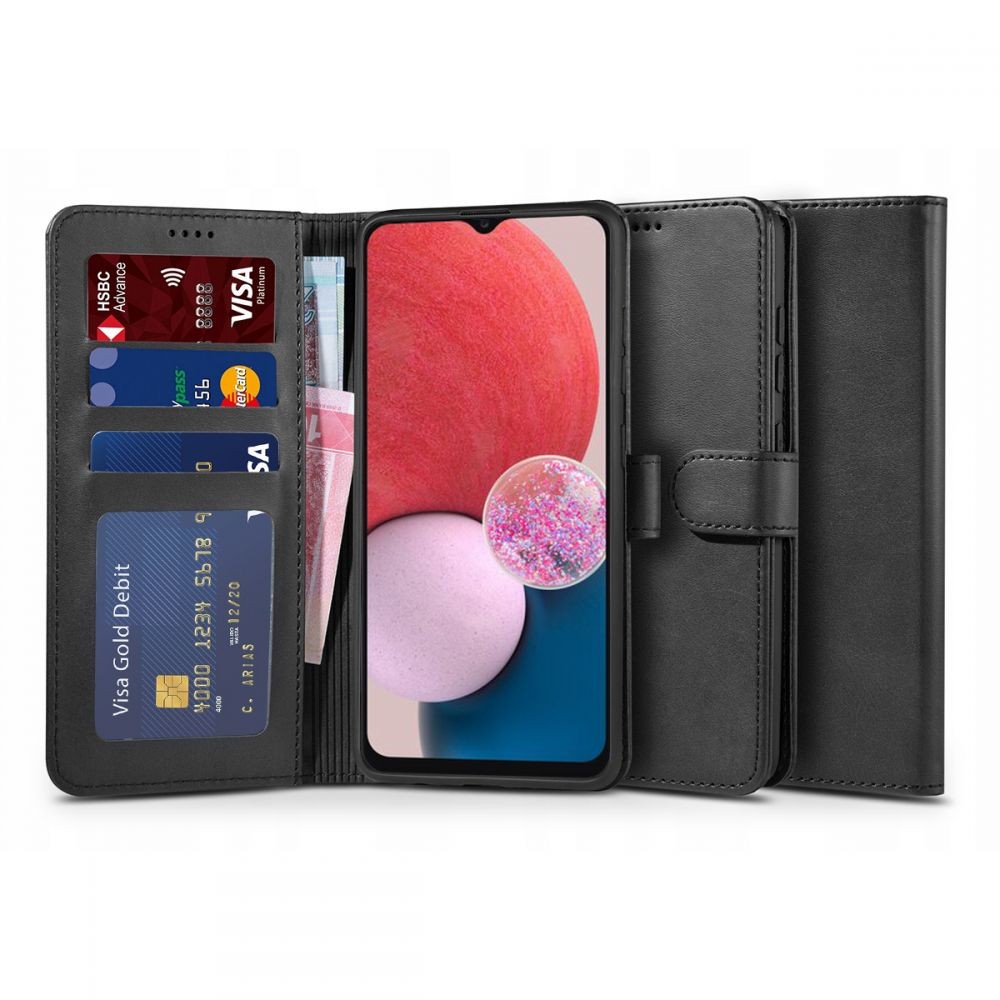Juodas atverčiamas dėklas "TECH-PROTECT WALLET" telefonui Galaxy A13 4G / LTE